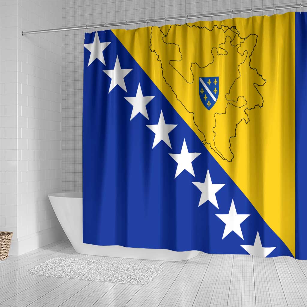 Bosnia and Herzegovina Shower Curtain Flag and Coat of Arms Hoodie  Unique Combination Design TS04