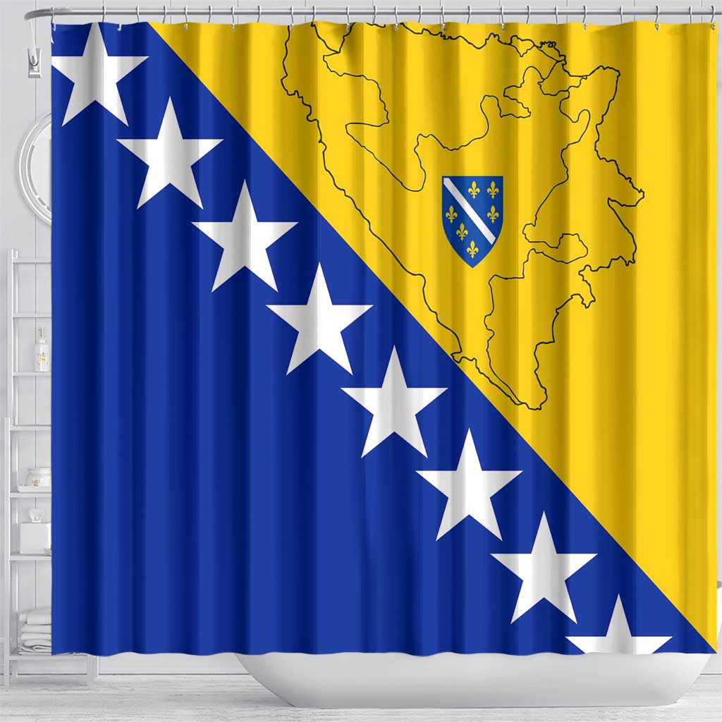 Bosnia and Herzegovina Shower Curtain Flag and Coat of Arms Hoodie  Unique Combination Design TS04