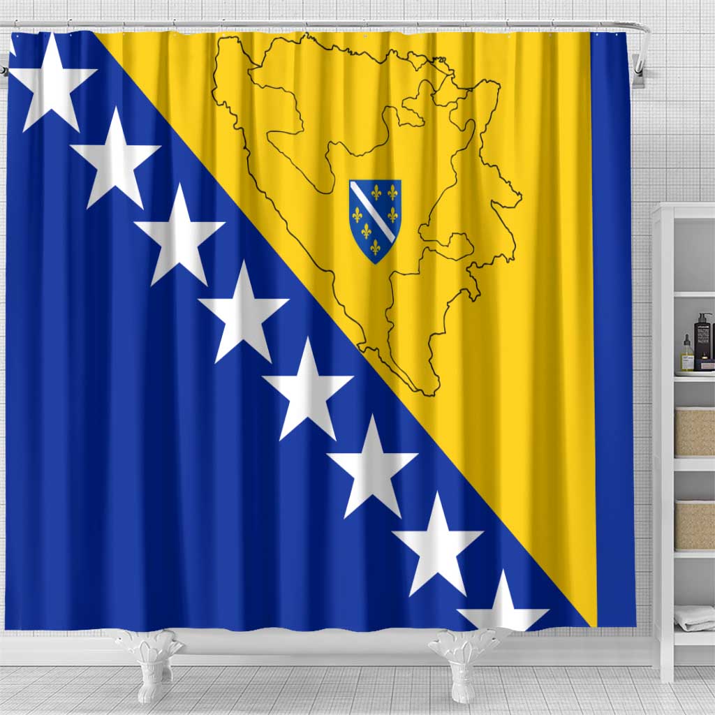 Bosnia and Herzegovina Shower Curtain Flag and Coat of Arms Hoodie  Unique Combination Design TS04