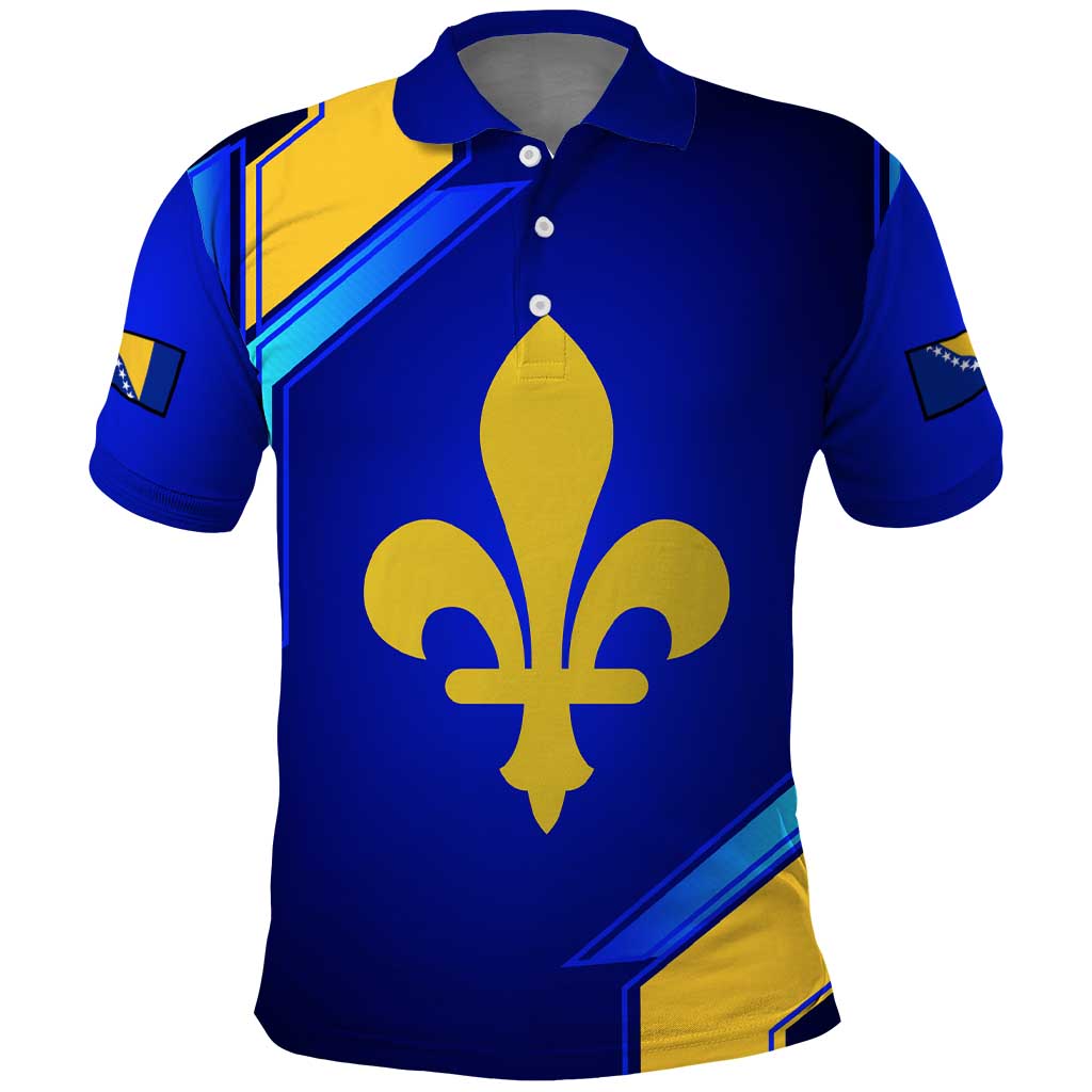 Bosnia and Herzegovina Coat of Arms Polo Shirt Blend of National Colors & Symbols TS04