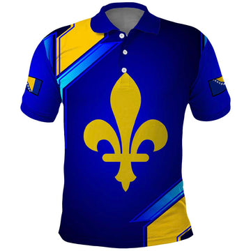 Bosnia and Herzegovina Coat of Arms Polo Shirt Blend of National Colors & Symbols TS04