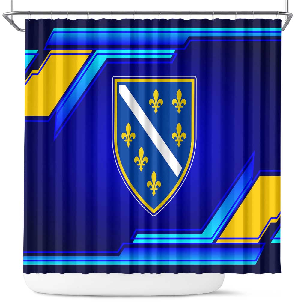 Bosnia and Herzegovina Coat of Arms Shower Curtain Blend of National Colors & Symbols TS04
