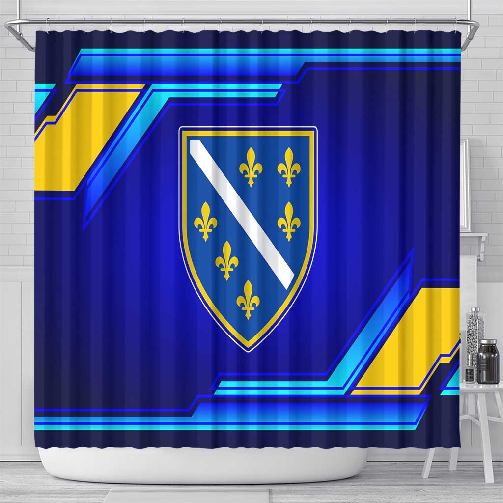 Bosnia and Herzegovina Coat of Arms Shower Curtain Blend of National Colors & Symbols TS04