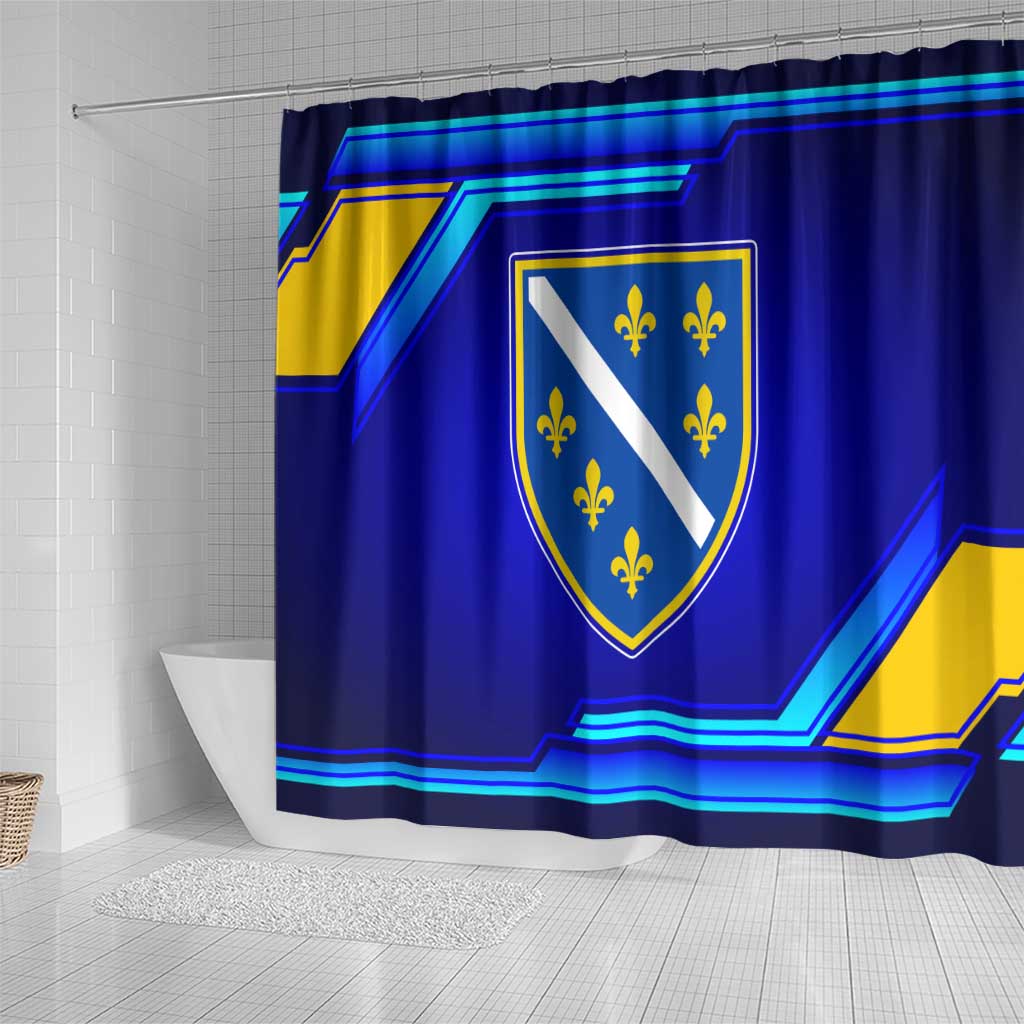 Bosnia and Herzegovina Coat of Arms Shower Curtain Blend of National Colors & Symbols TS04