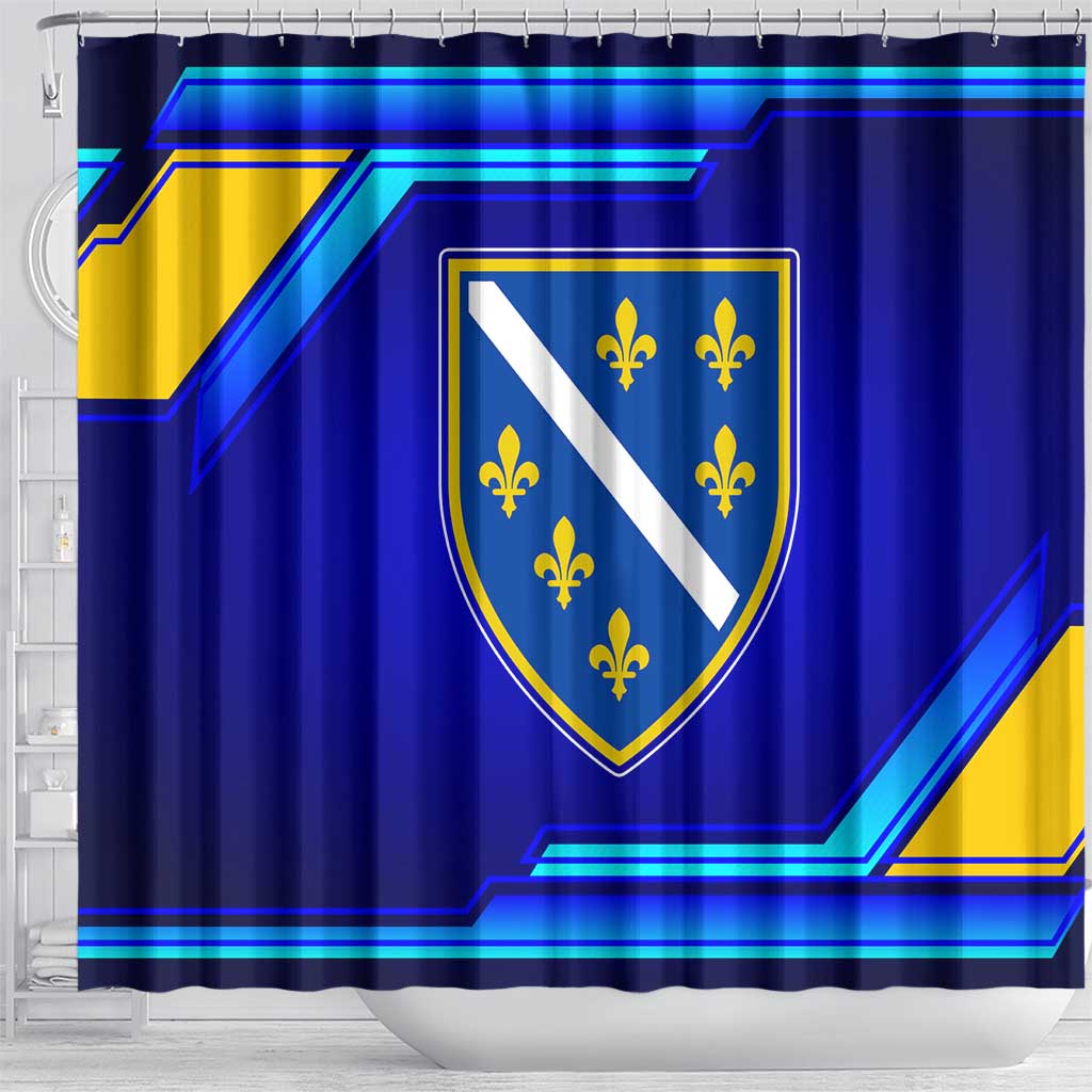 Bosnia and Herzegovina Coat of Arms Shower Curtain Blend of National Colors & Symbols TS04
