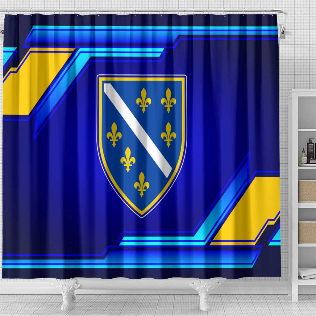 Bosnia and Herzegovina Coat of Arms Shower Curtain Blend of National Colors & Symbols TS04