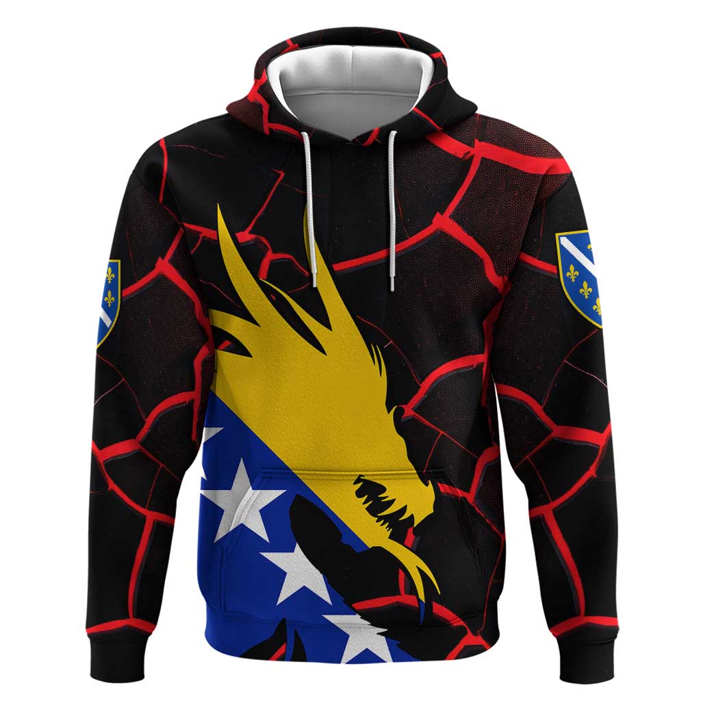 Bosnia and Herzegovina Flag Hoodie with Dragon Shape - Fusion of National Pride & Sports Spirit TS04