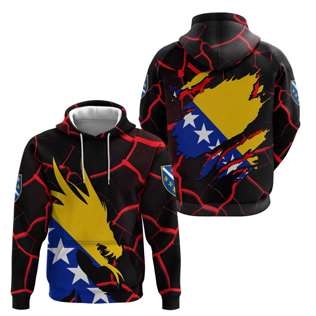 Bosnia and Herzegovina Flag Hoodie with Dragon Shape - Fusion of National Pride & Sports Spirit TS04