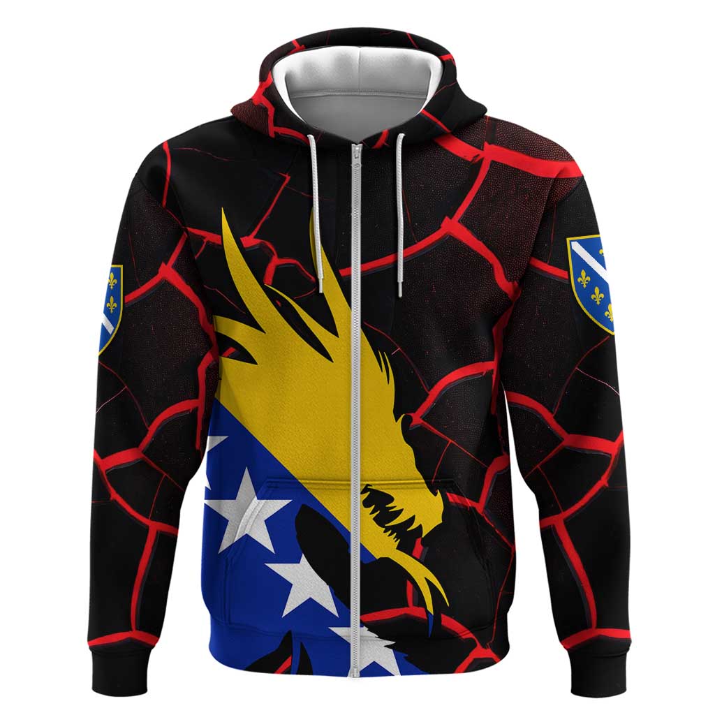 Bosnia and Herzegovina Flag Hoodie with Dragon Shape - Fusion of National Pride & Sports Spirit TS04