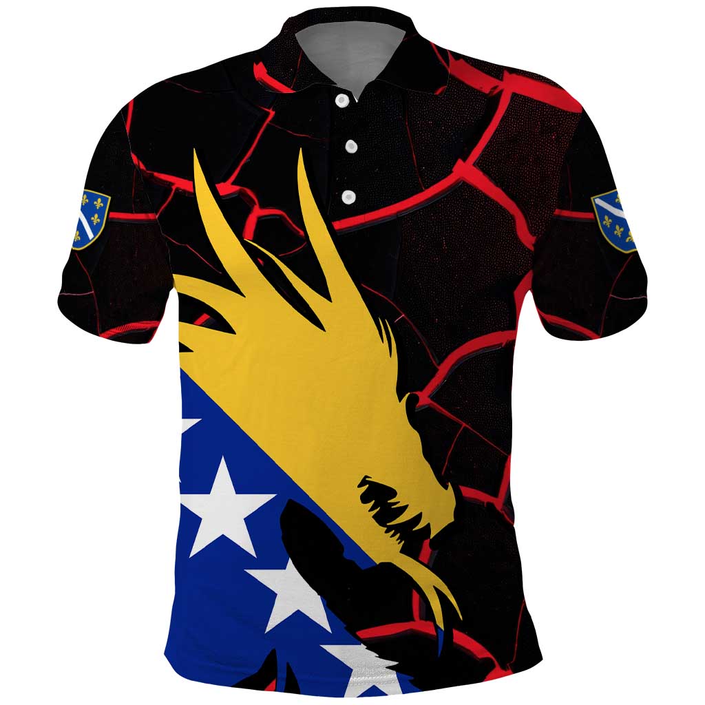 Bosnia and Herzegovina Flag Polo Shirt with Dragon Shape - Fusion of National Pride & Sports Spirit TS04