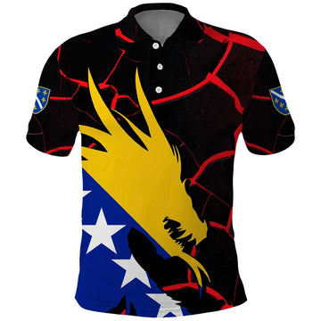 Bosnia and Herzegovina Flag Polo Shirt with Dragon Shape - Fusion of National Pride & Sports Spirit TS04