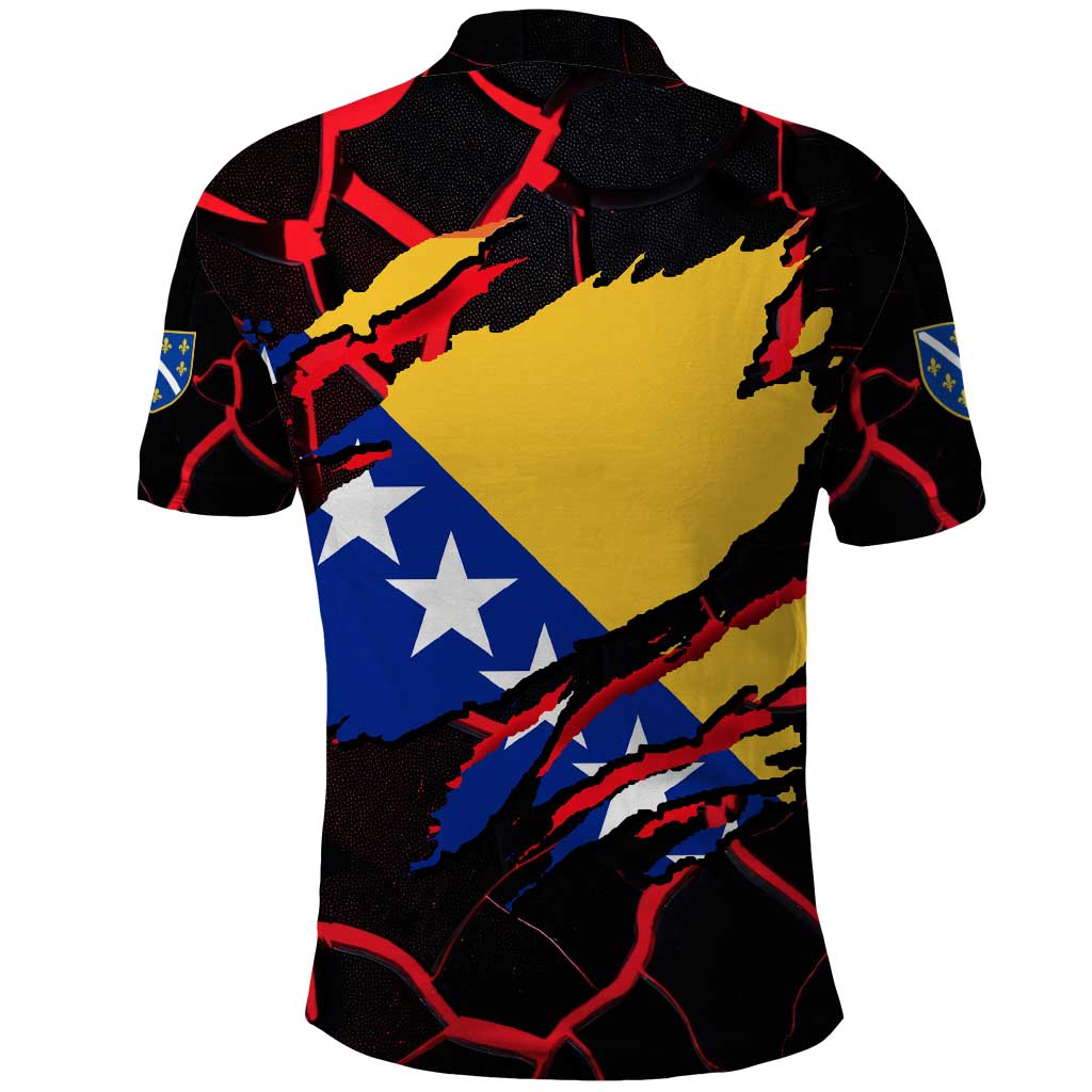 Bosnia and Herzegovina Flag Polo Shirt with Dragon Shape - Fusion of National Pride & Sports Spirit TS04