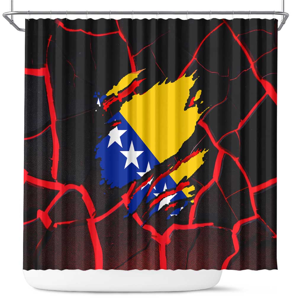 Bosnia and Herzegovina Flag Shower Curtain with Dragon Shape - Fusion of National Pride & Sports Spirit TS04