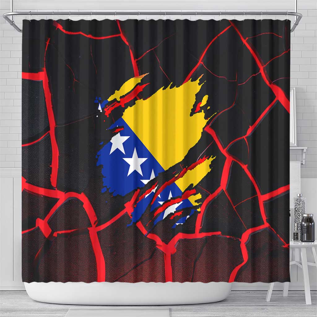 Bosnia and Herzegovina Flag Shower Curtain with Dragon Shape - Fusion of National Pride & Sports Spirit TS04