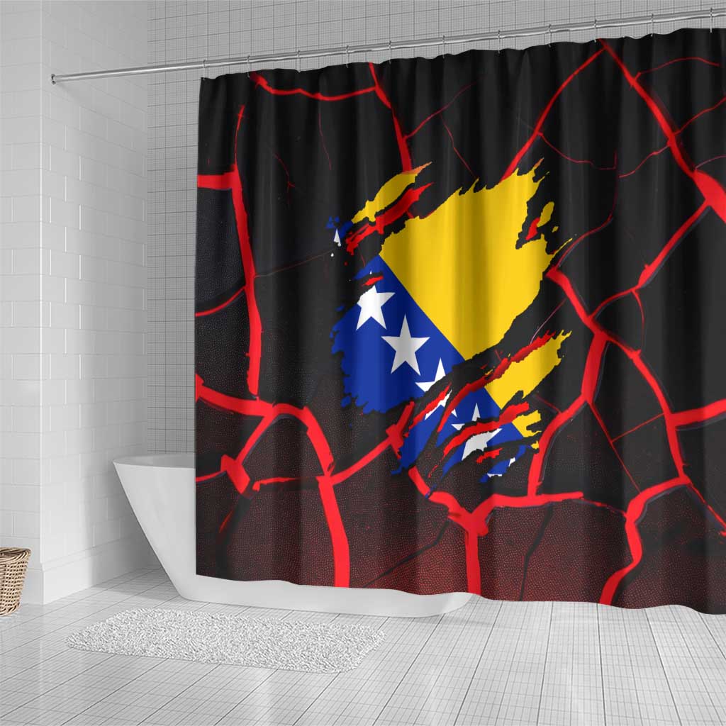 Bosnia and Herzegovina Flag Shower Curtain with Dragon Shape - Fusion of National Pride & Sports Spirit TS04