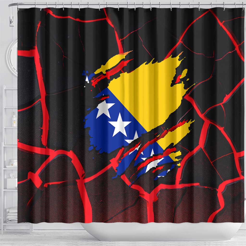 Bosnia and Herzegovina Flag Shower Curtain with Dragon Shape - Fusion of National Pride & Sports Spirit TS04