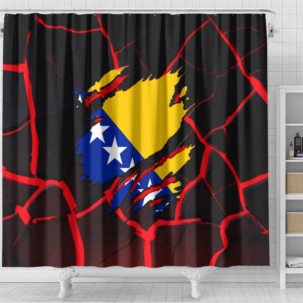 Bosnia and Herzegovina Flag Shower Curtain with Dragon Shape - Fusion of National Pride & Sports Spirit TS04