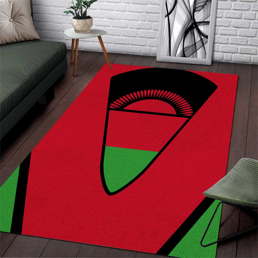Malawi Area Rug Flag Colors Blended with National Emblem TS04