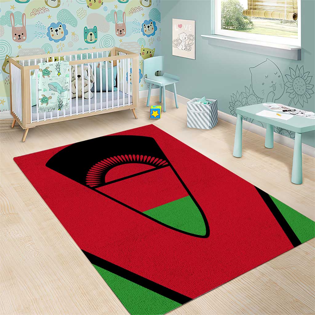 Malawi Area Rug Flag Colors Blended with National Emblem TS04