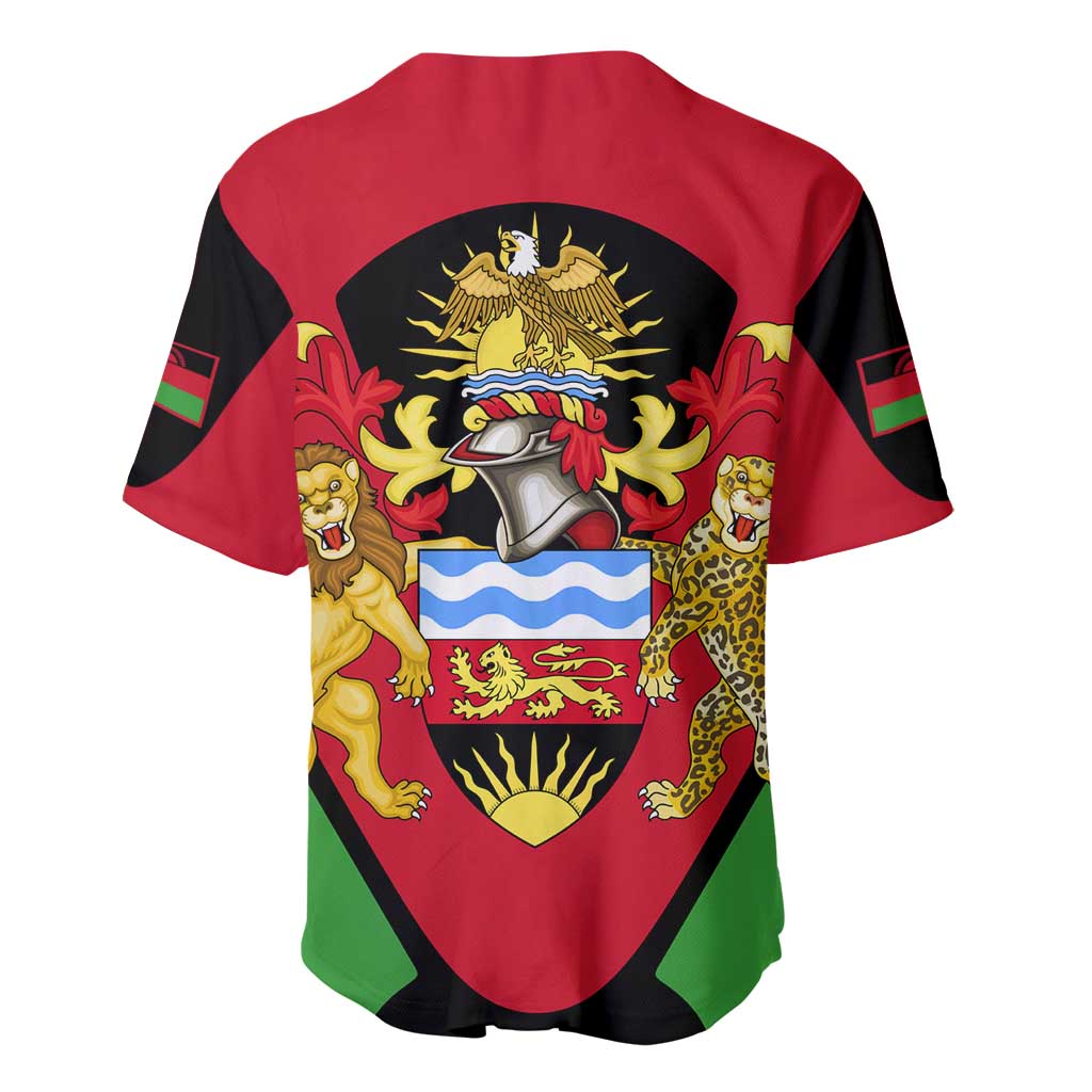 Malawi Baseball Jersey Flag Colors Blended with National Emblem TS04