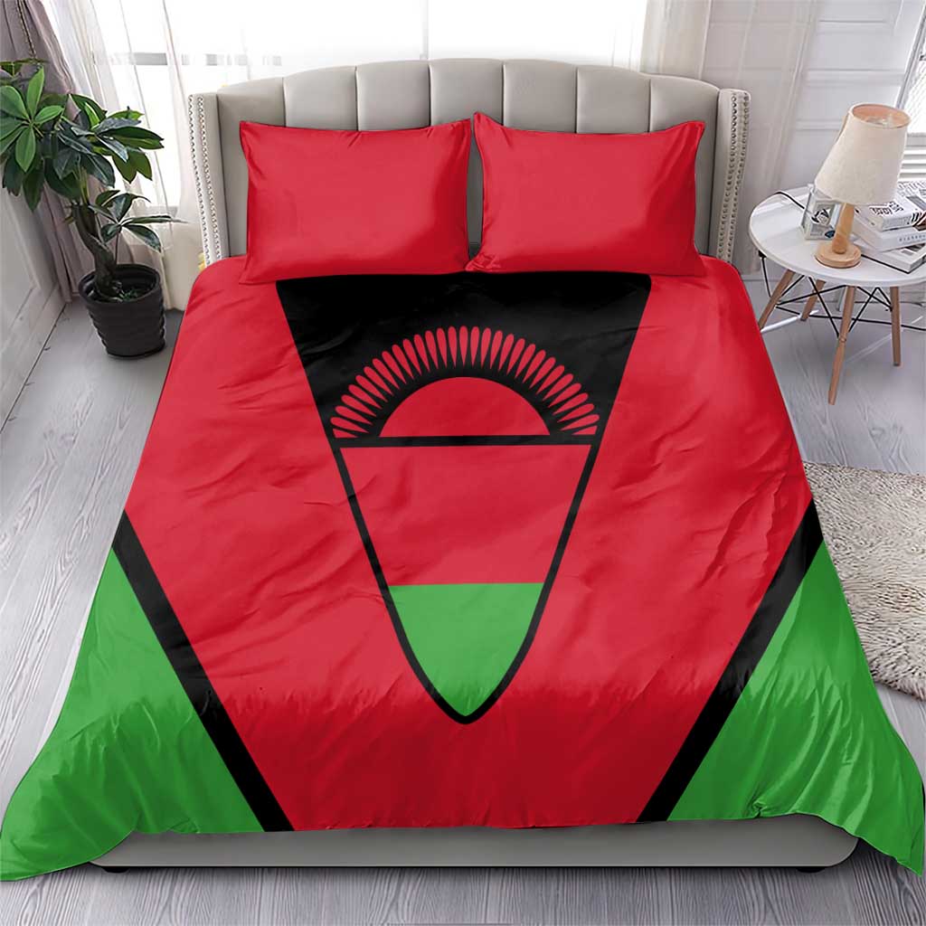Malawi Bedding Set Flag Colors Blended with National Emblem TS04