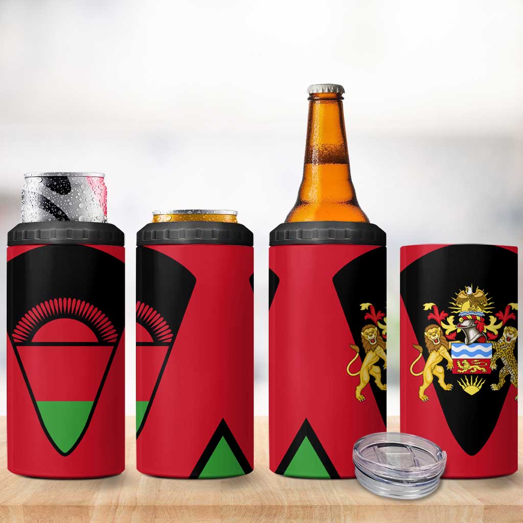 Malawi 4 in 1 Can Cooler Tumbler Flag Colors Blended with National Emblem TS04