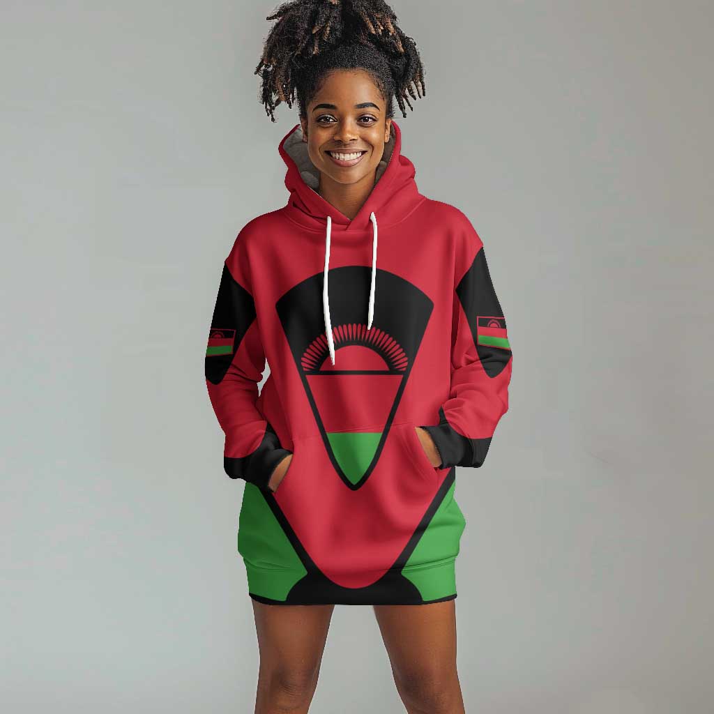 Malawi Hoodie Dress Flag Colors Blended with National Emblem TS04