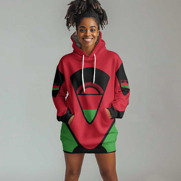 Malawi Hoodie Dress Flag Colors Blended with National Emblem TS04