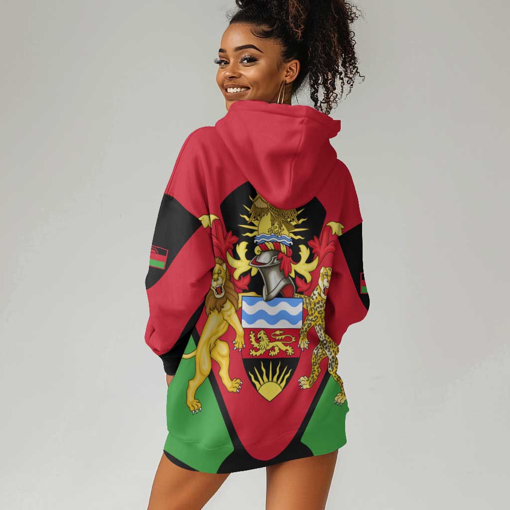 Malawi Hoodie Dress Flag Colors Blended with National Emblem TS04