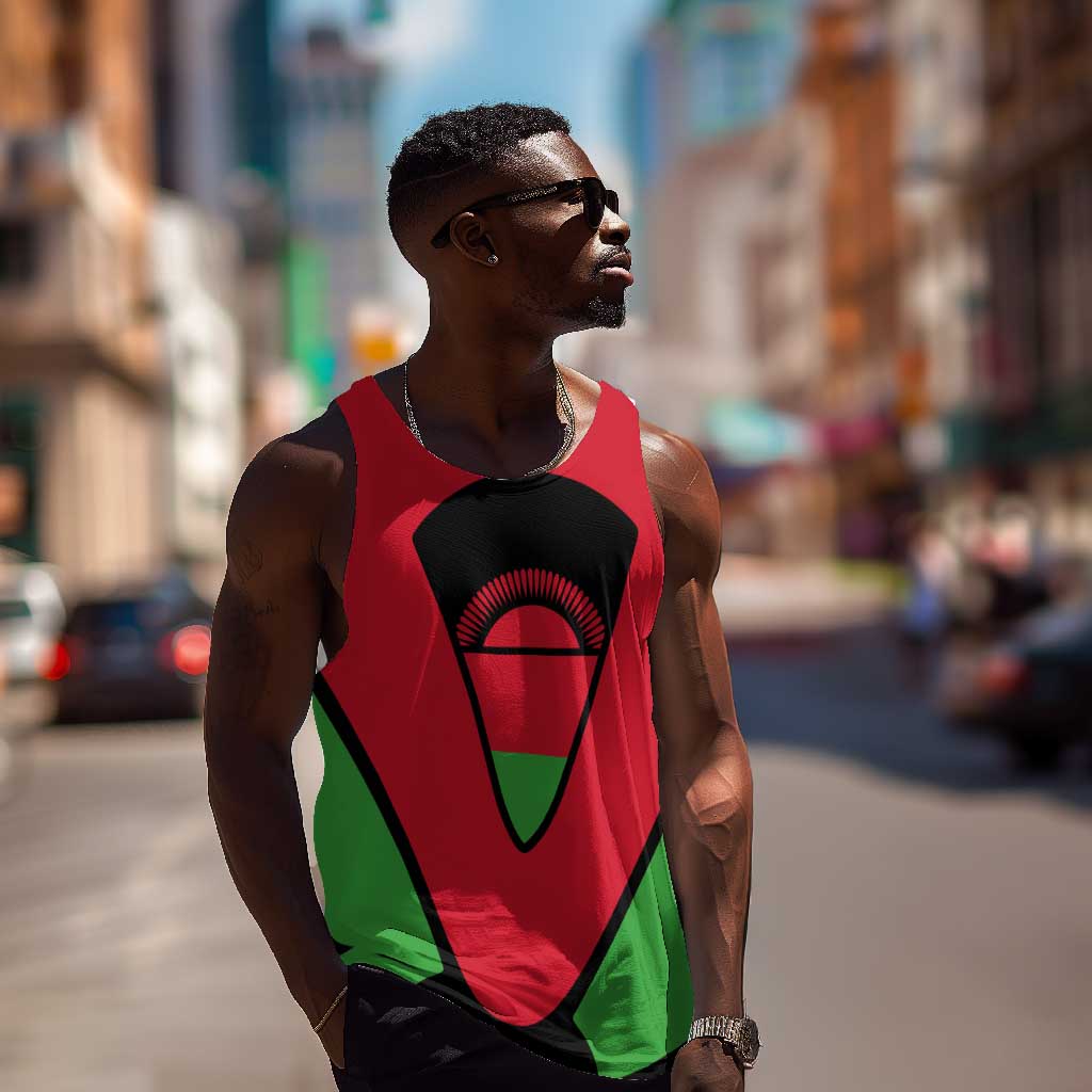 Malawi Men Tank Top Flag Colors Blended with National Emblem TS04