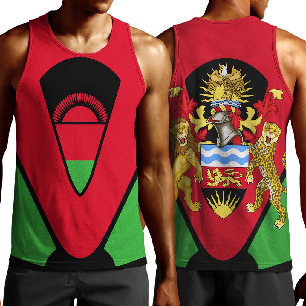 Malawi Men Tank Top Flag Colors Blended with National Emblem TS04