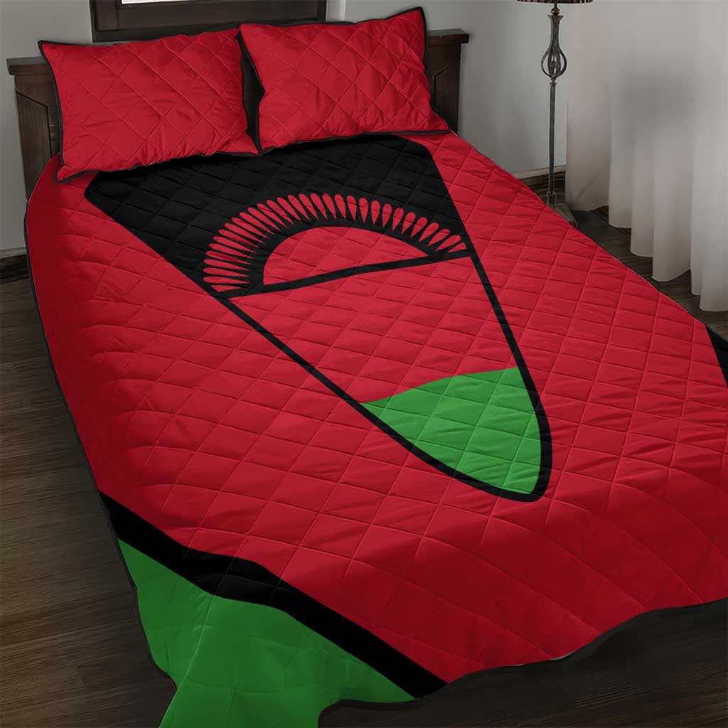 Malawi Quilt Bed Set Flag Colors Blended with National Emblem TS04