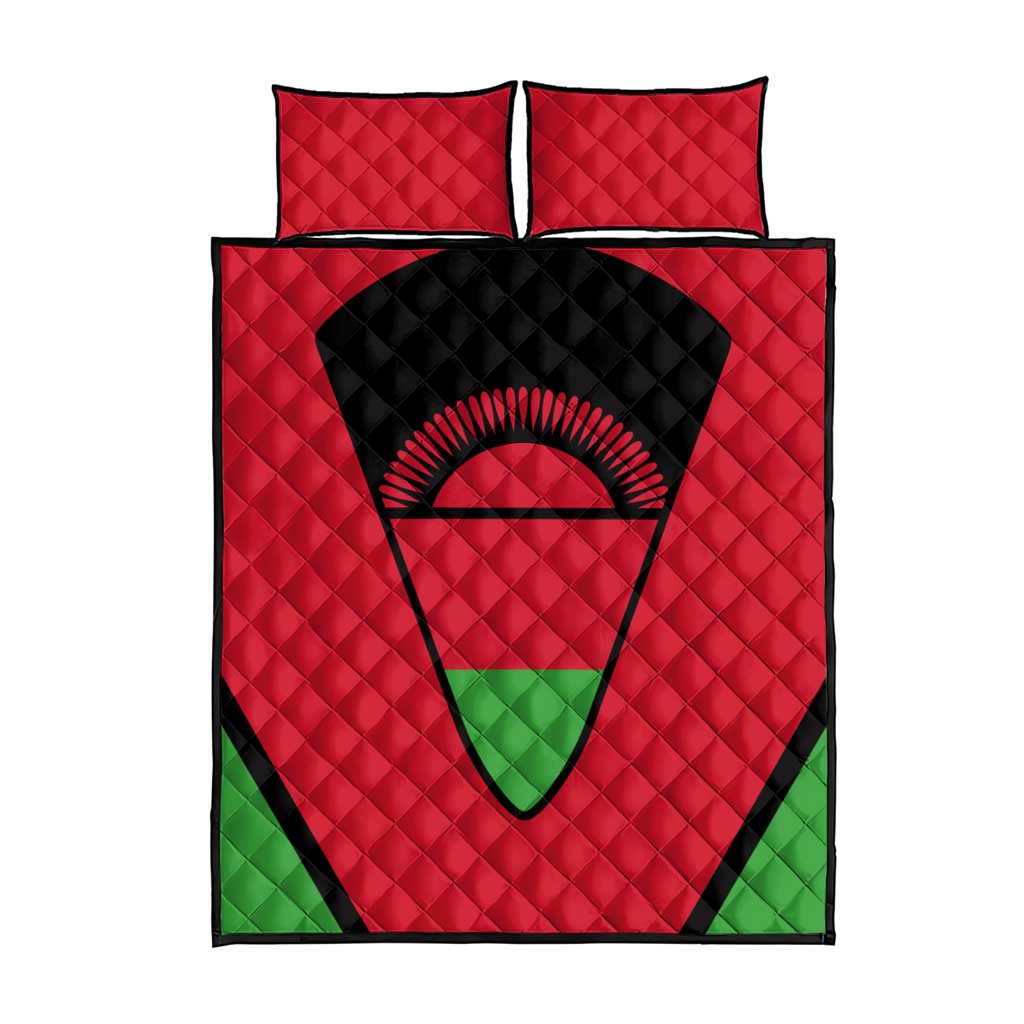 Malawi Quilt Bed Set Flag Colors Blended with National Emblem TS04