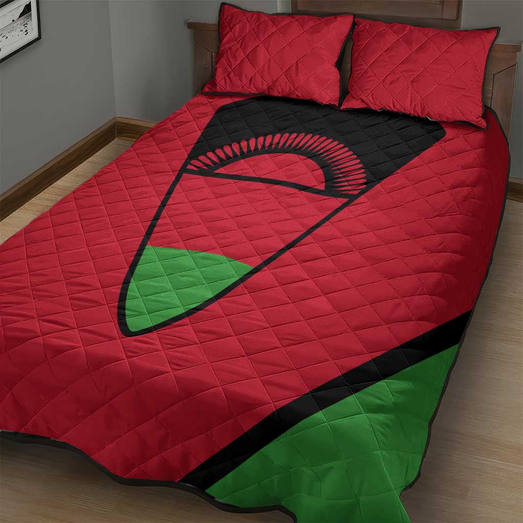 Malawi Quilt Bed Set Flag Colors Blended with National Emblem TS04
