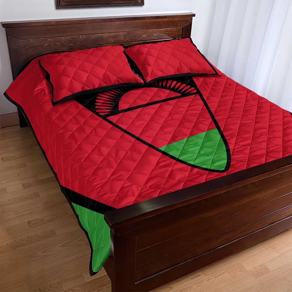 Malawi Quilt Bed Set Flag Colors Blended with National Emblem TS04
