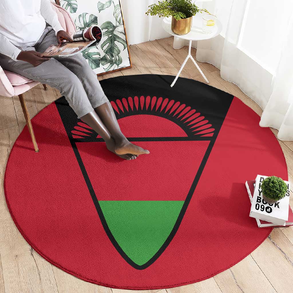 Malawi Round Carpet Flag Colors Blended with National Emblem TS04