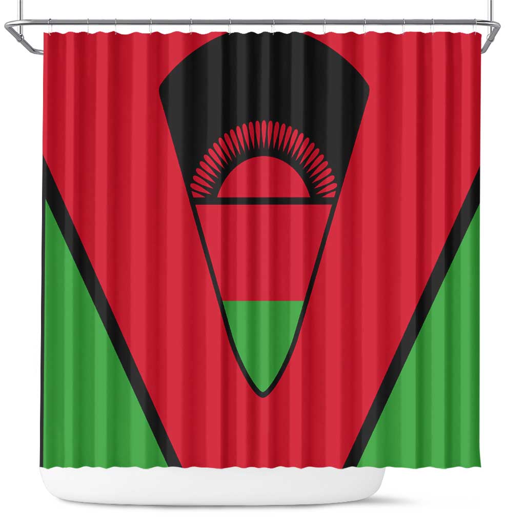 Malawi Flag Shower Curtain Colors Blended with National Emblem - Symbolic Design TS04