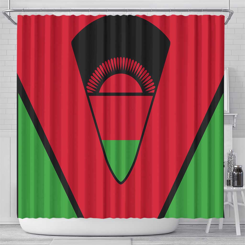 Malawi Flag Shower Curtain Colors Blended with National Emblem - Symbolic Design TS04