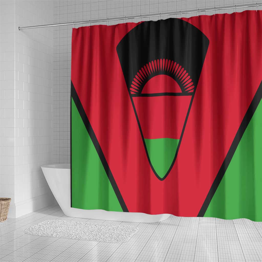 Malawi Flag Shower Curtain Colors Blended with National Emblem - Symbolic Design TS04