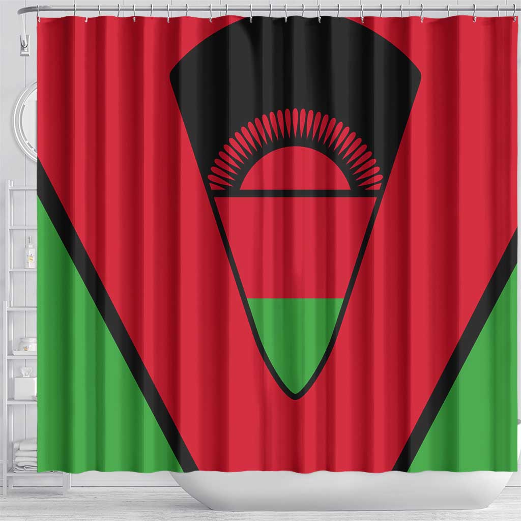 Malawi Flag Shower Curtain Colors Blended with National Emblem - Symbolic Design TS04