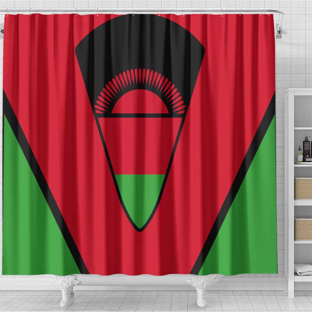 Malawi Flag Shower Curtain Colors Blended with National Emblem - Symbolic Design TS04