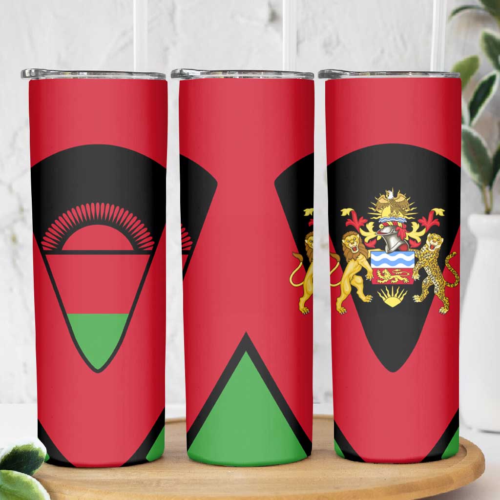 Malawi Skinny Tumbler Flag Colors Blended with National Emblem TS04