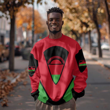Malawi Sweatshirt Flag Colors Blended with National Emblem TS04