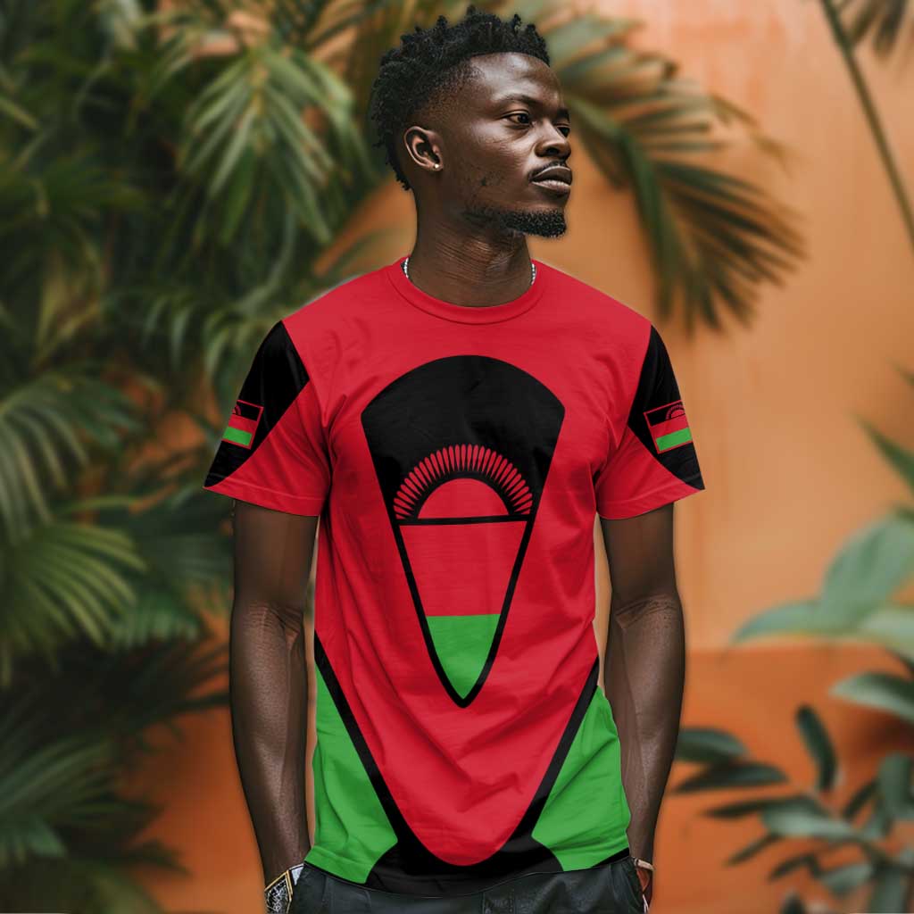Malawi T shirt Flag Colors Blended with National Emblem TS04
