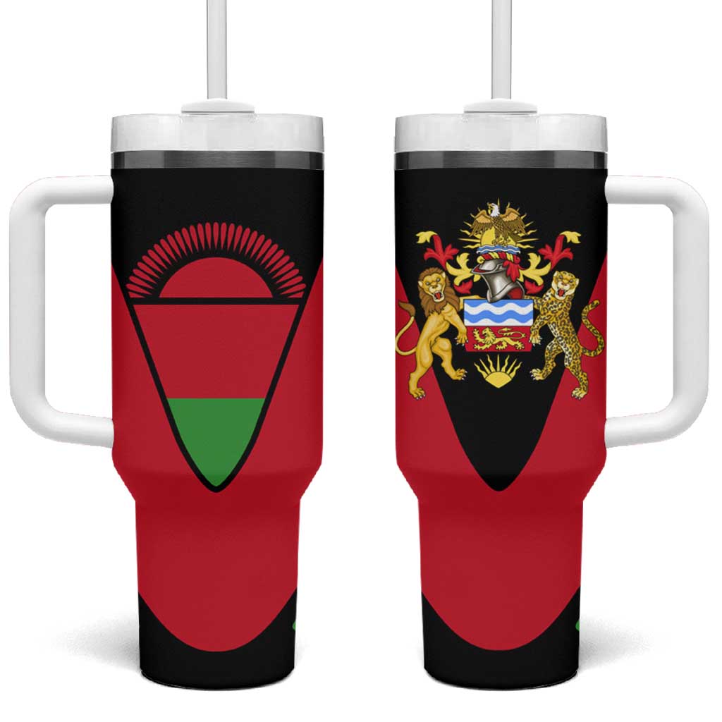 Malawi Tumbler With Handle Flag Colors Blended with National Emblem TS04