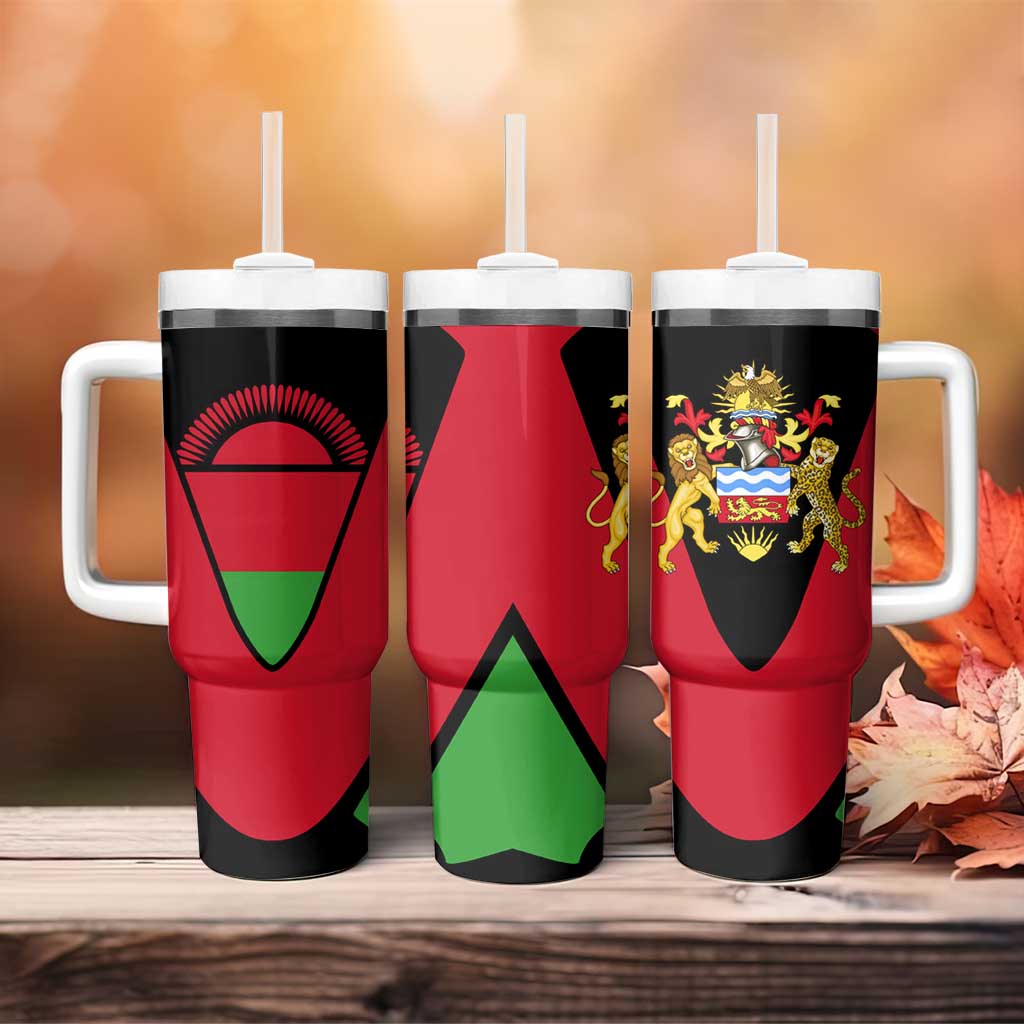 Malawi Tumbler With Handle Flag Colors Blended with National Emblem TS04