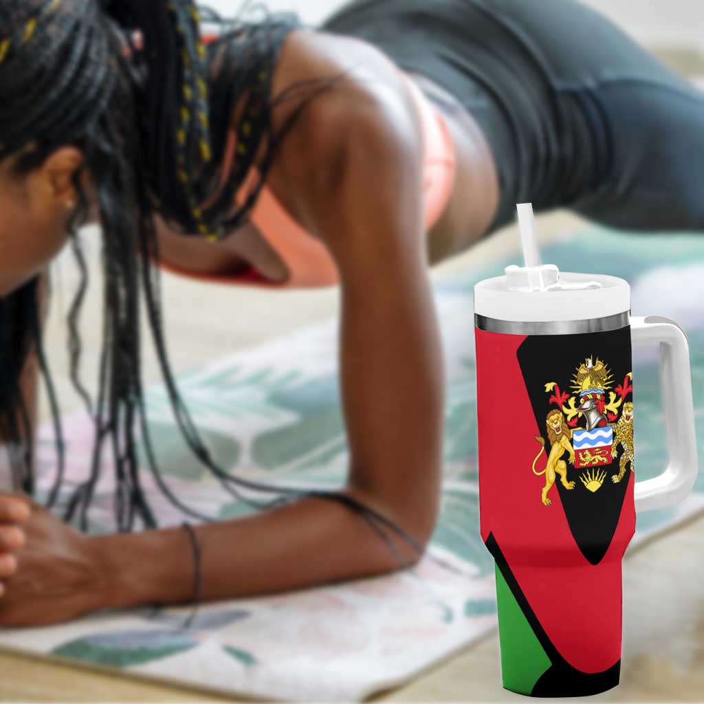 Malawi Tumbler With Handle Flag Colors Blended with National Emblem TS04