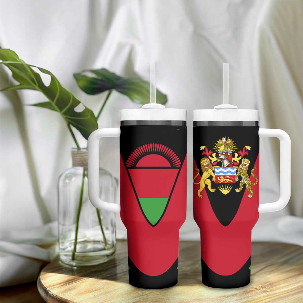 Malawi Tumbler With Handle Flag Colors Blended with National Emblem TS04