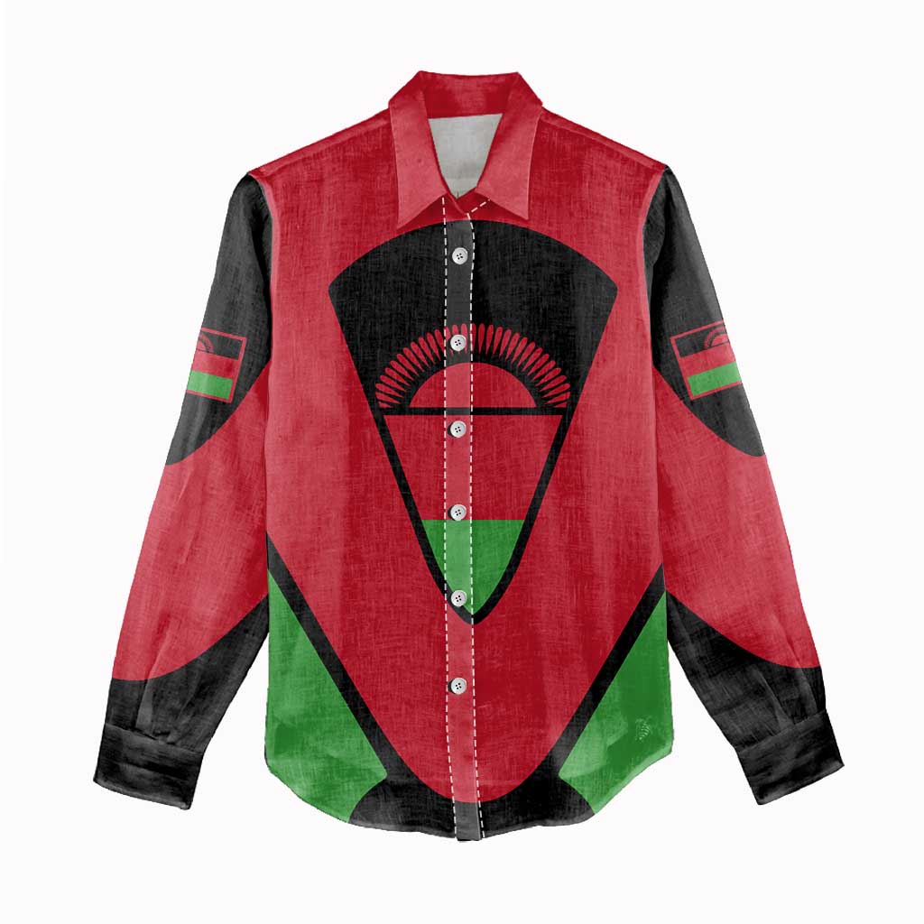 Malawi Women Casual Shirt Flag Colors Blended with National Emblem TS04