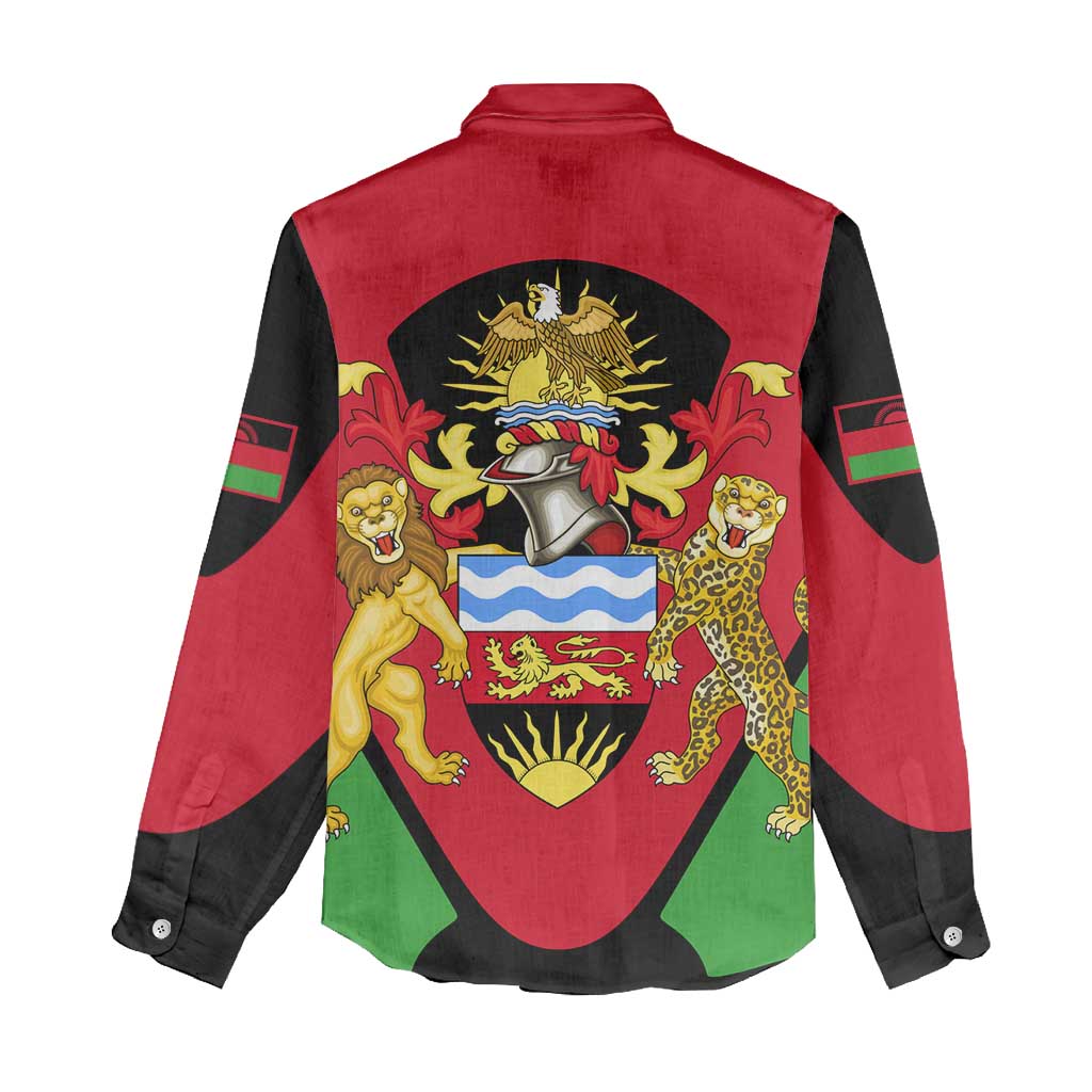 Malawi Women Casual Shirt Flag Colors Blended with National Emblem TS04
